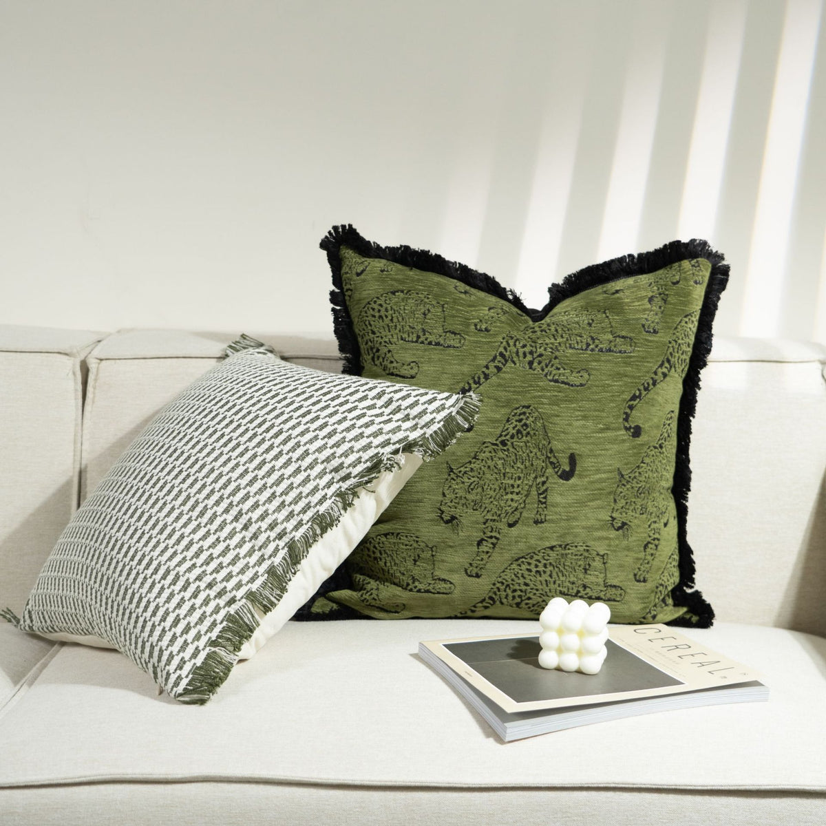 French Vintage Green Cushion Cover for Sofa Decorative Pillow Case